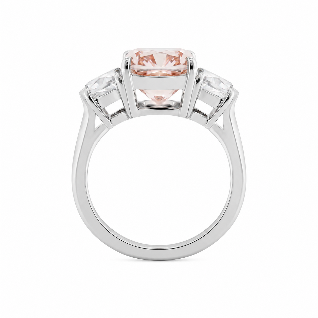 Cushion Fancy Lab Diamond Diamond Three Stone Ring
