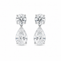 Pear & Round Lab Diamond Dangle Stud Earrings