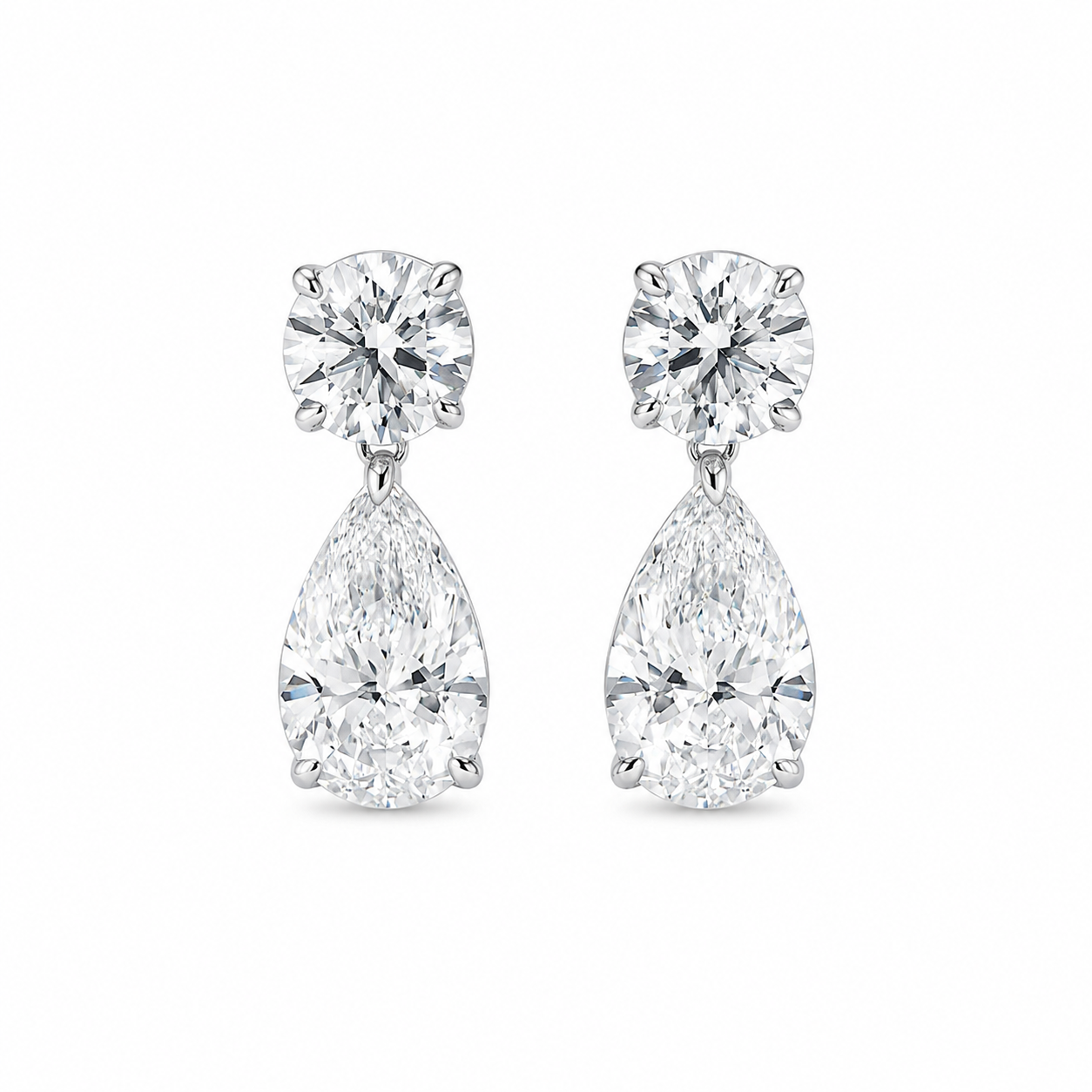 Pear & Round Lab Diamond Dangle Stud Earrings