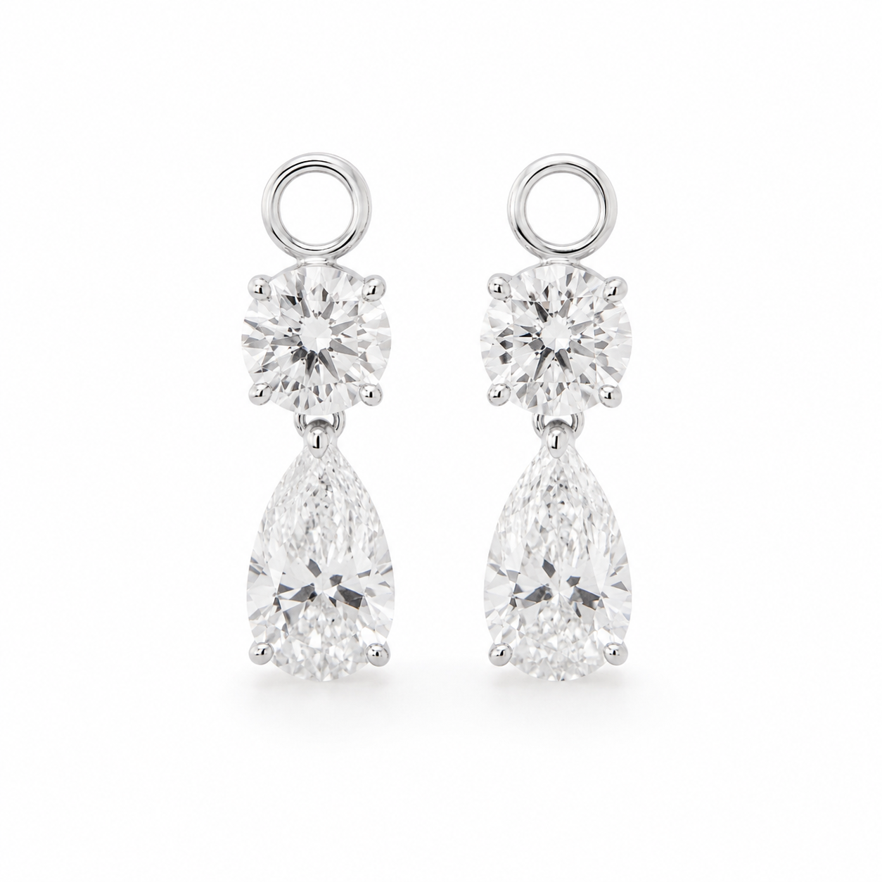Pear & Round Lab Diamond Dangle Stud Earrings