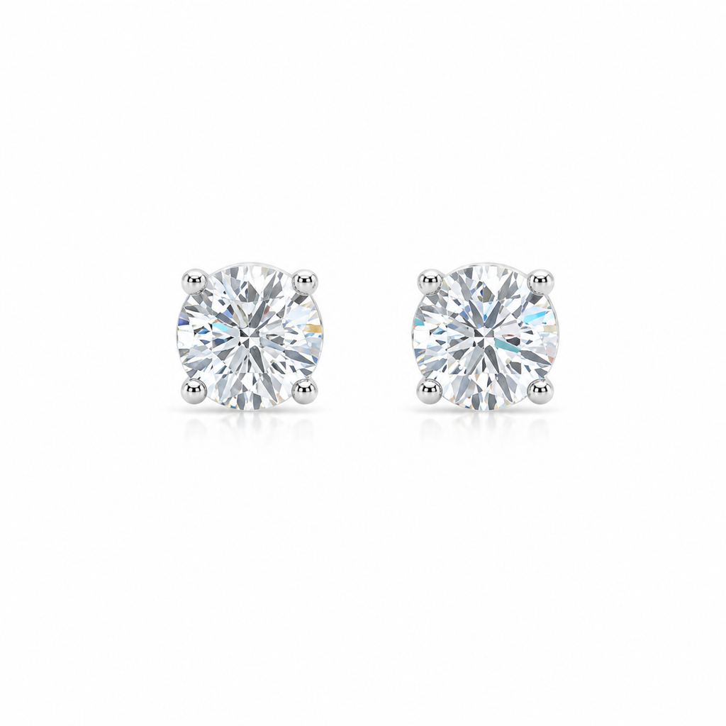 Four Prong Lab Diamond Stud Earrings