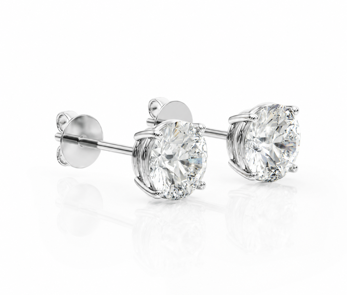 Four Prong Lab Diamond Stud Earrings