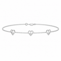 Heart Embrace Lab Diamond Three-Station Bracelet
