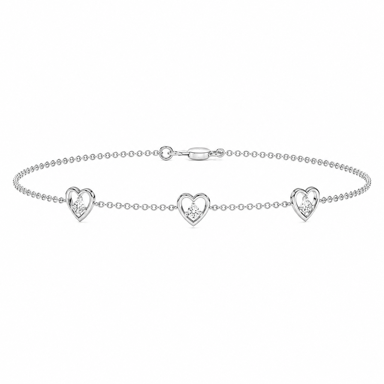 Heart Embrace Lab Diamond Three-Station Bracelet