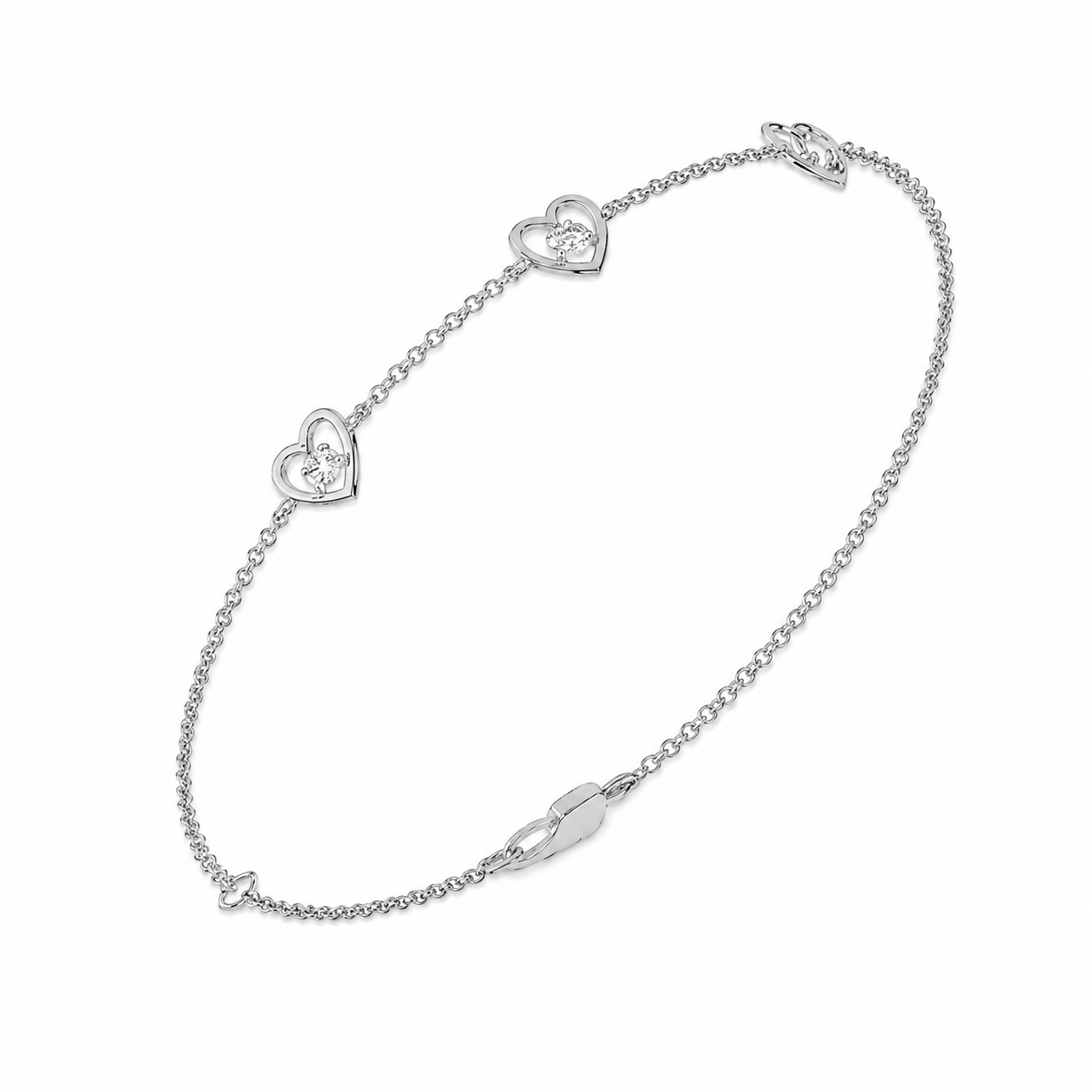 Heart Embrace Lab Diamond Three-Station Bracelet
