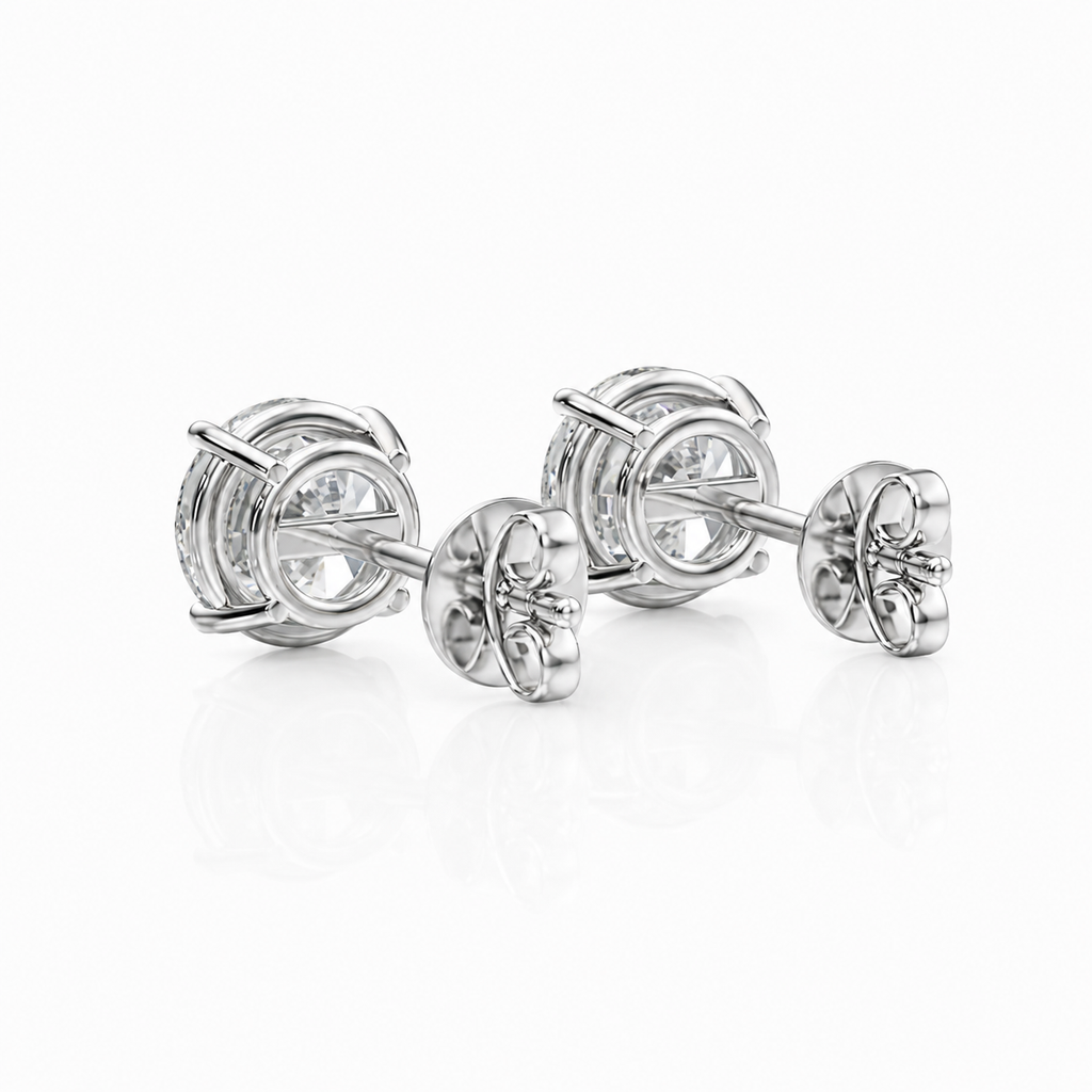 Four Prong Lab Diamond Stud Earrings