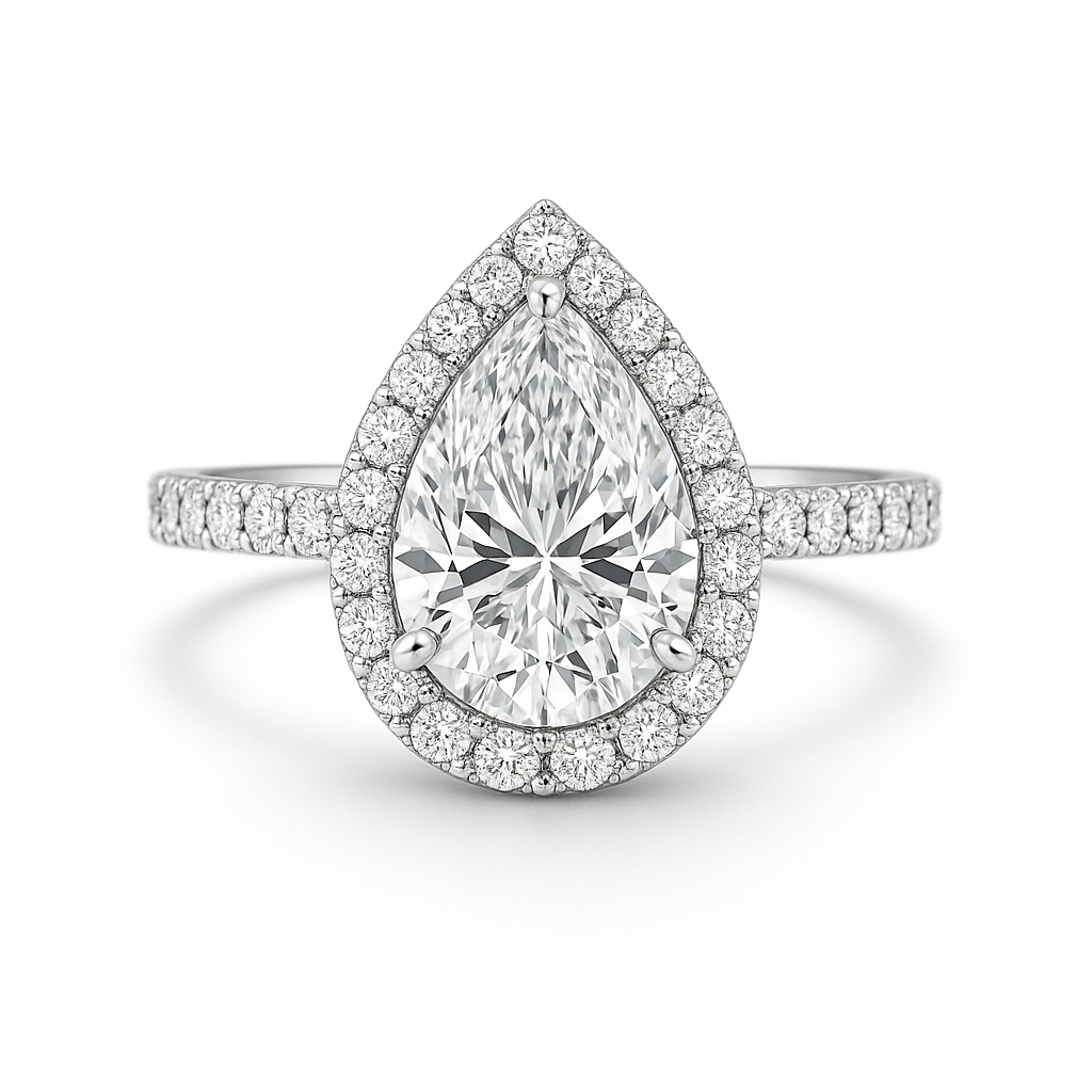 Pear-Shaped Halo Lab-Grown Diamond Ring