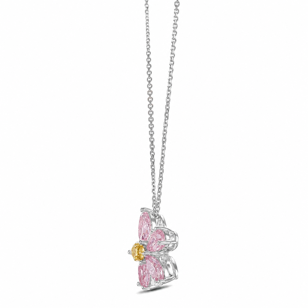 Fancy Intense Orangy Pink & Fancy Yellow Diamond Pendant