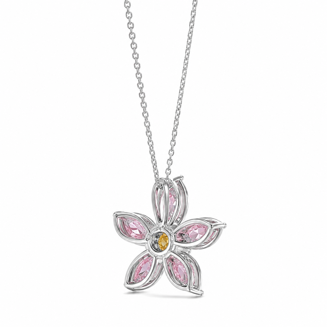 Fancy Intense Orangy Pink & Fancy Yellow Diamond Pendant