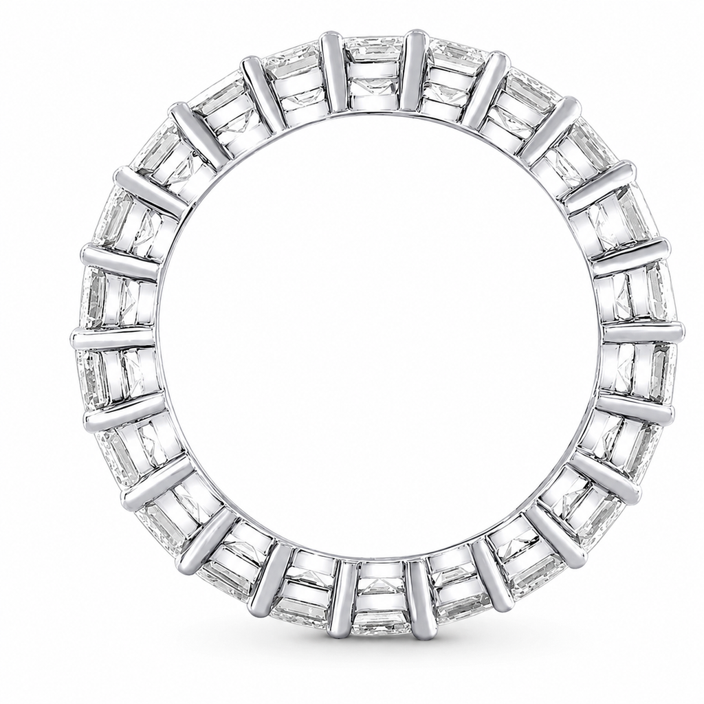 Platinum Emerald-Cut Diamond Full Eternity Band Ring