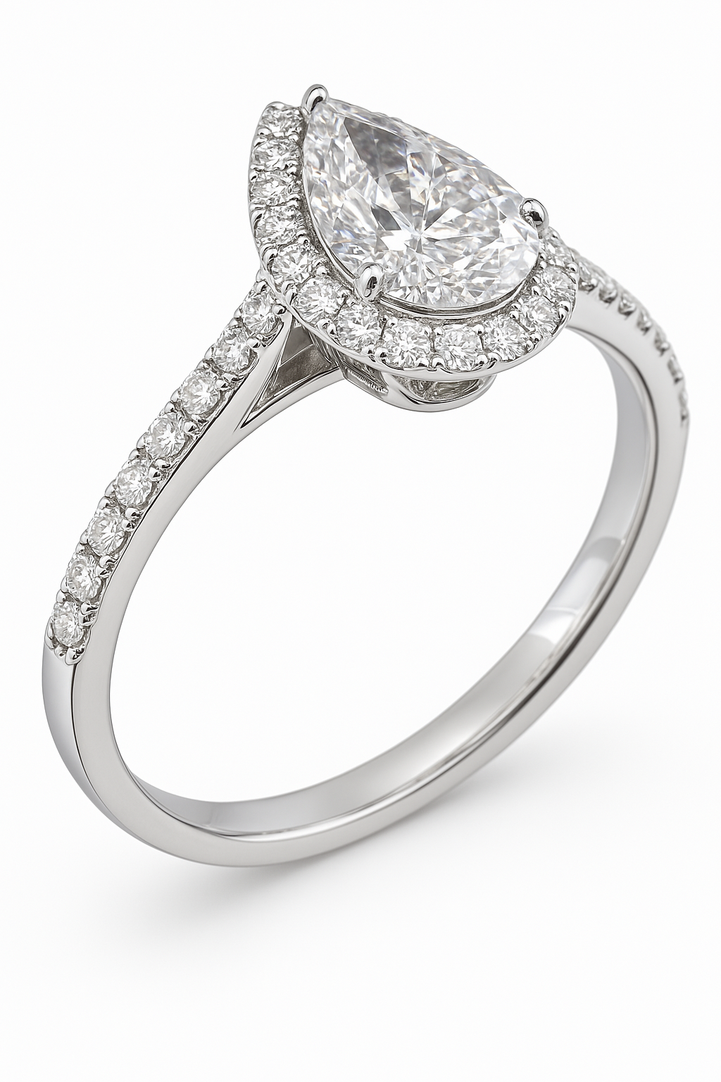 Pear-Shaped Halo Lab-Grown Diamond Ring