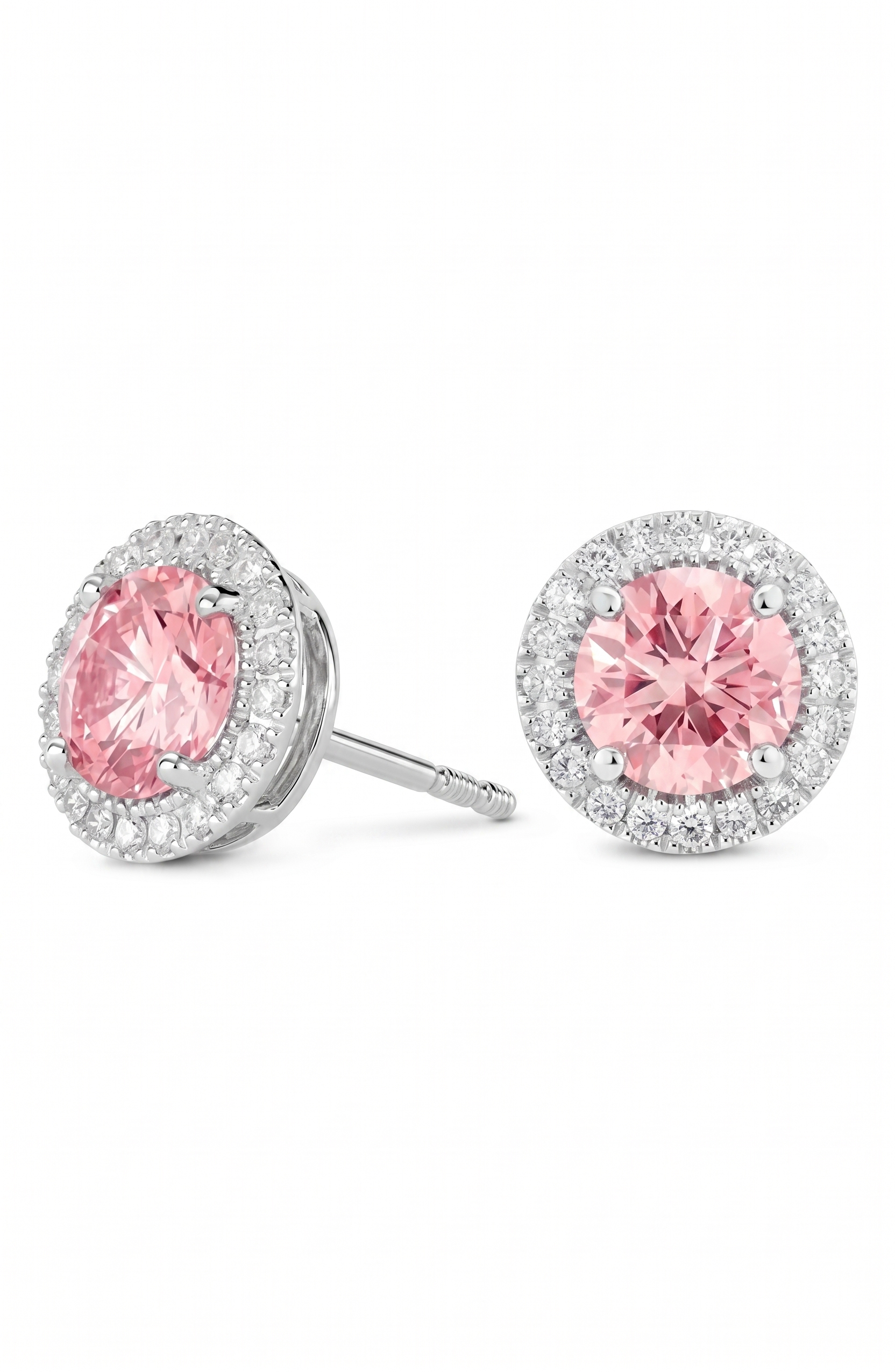 2-carat lab grown diamond stud earrings - pink