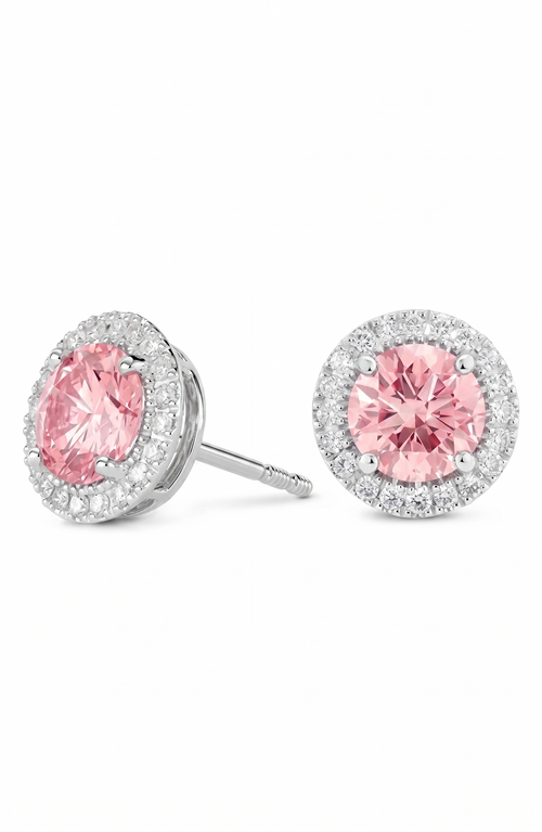 2-carat lab grown diamond stud earrings - pink