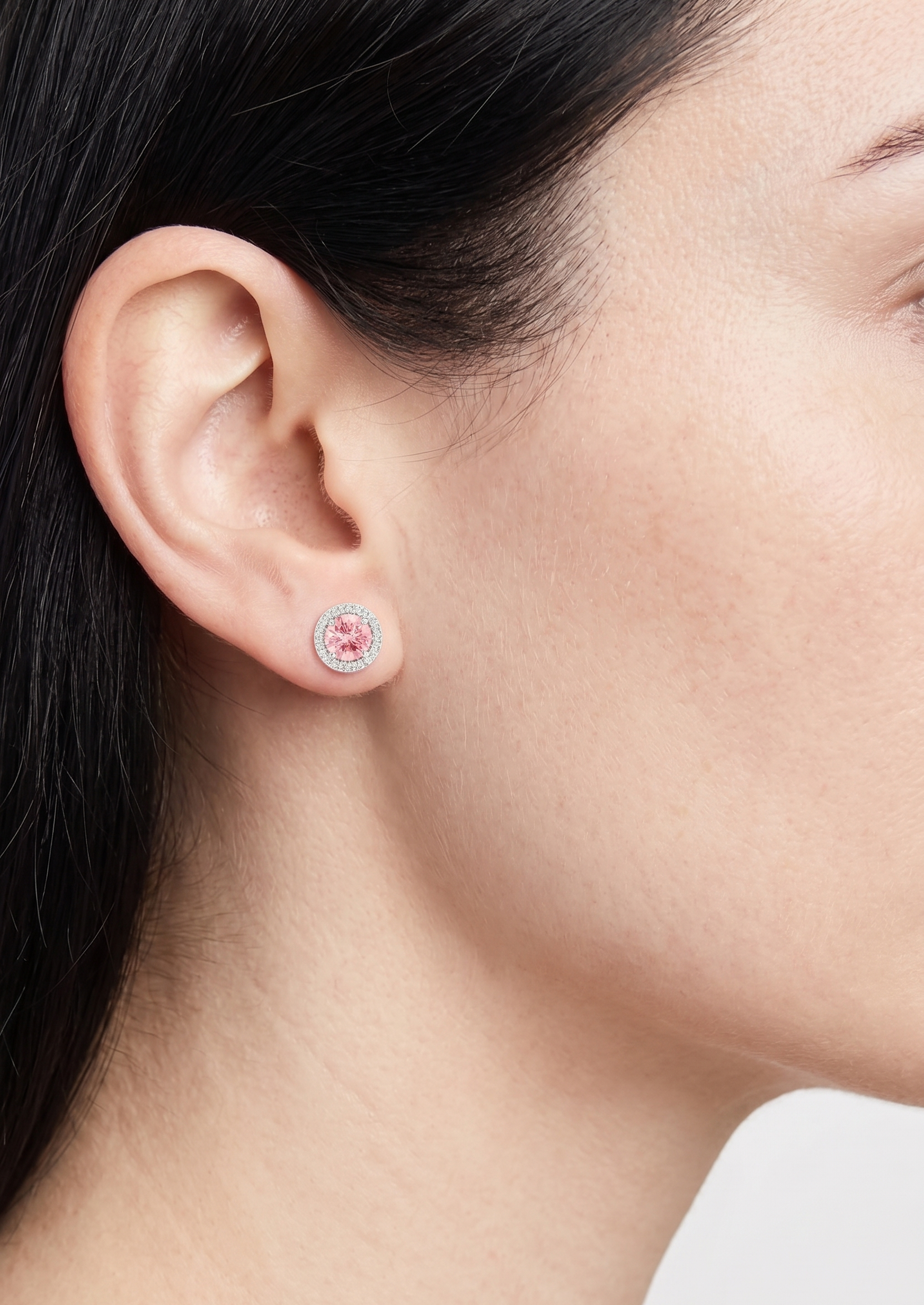 2-carat lab grown diamond stud earrings - pink