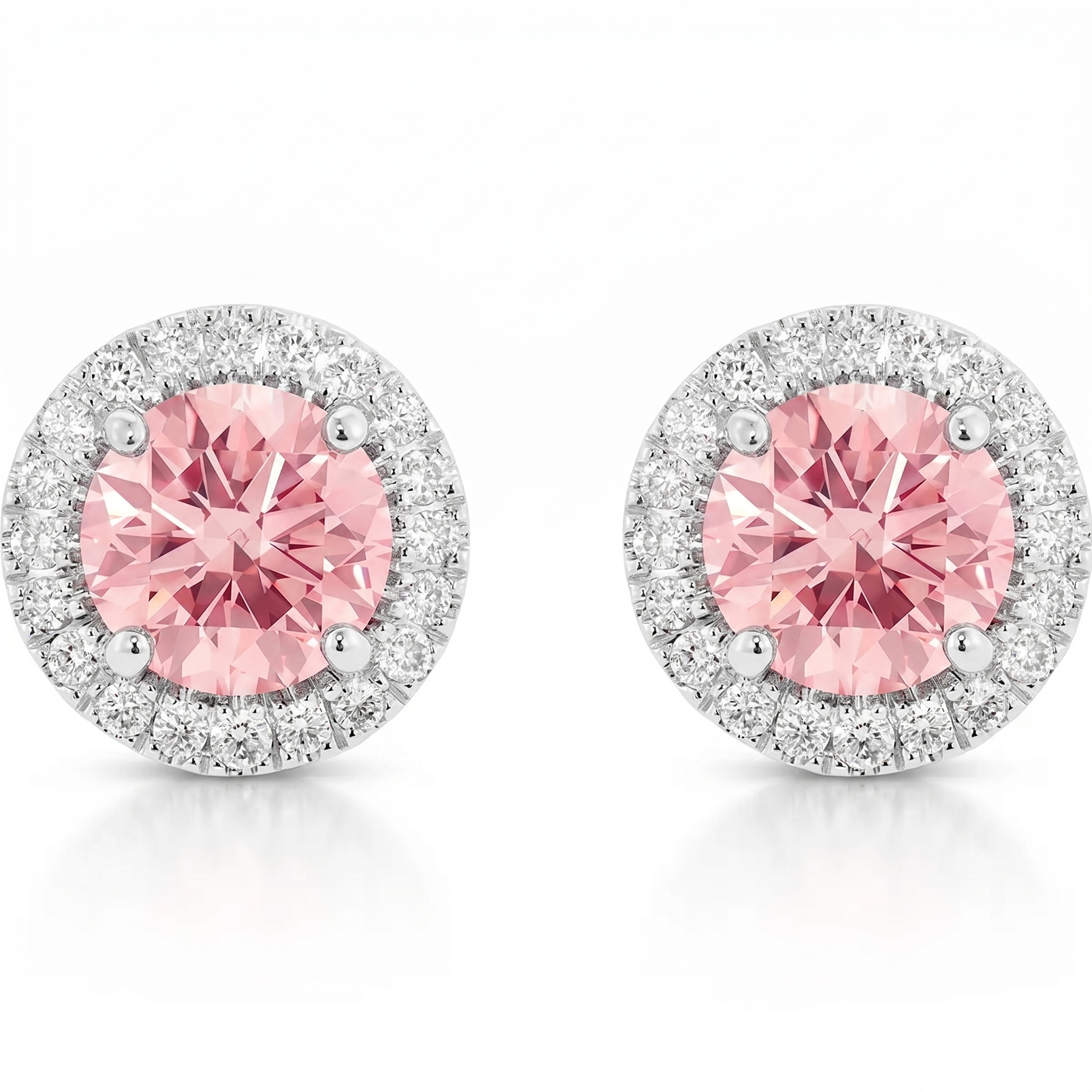 2-carat lab grown diamond stud earrings - pink