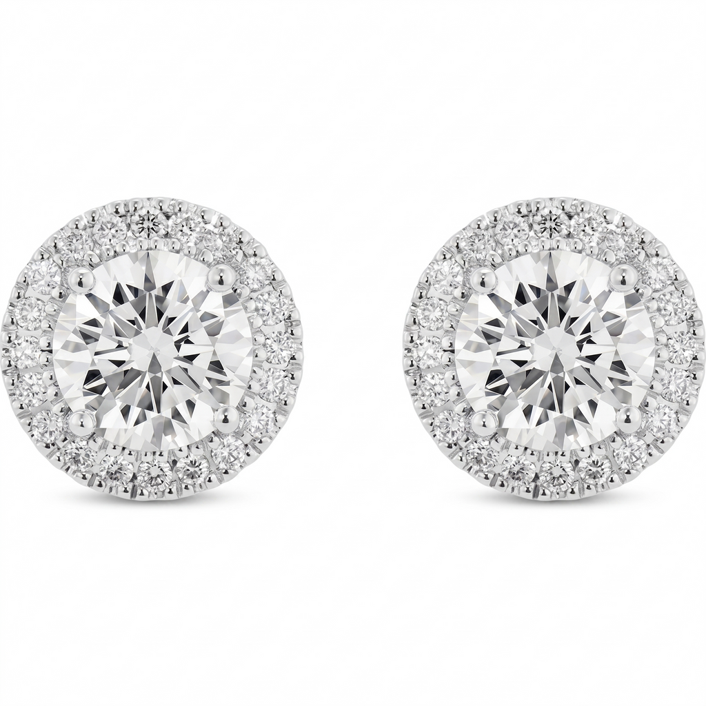2-carat lab grown diamond stud earrings - white