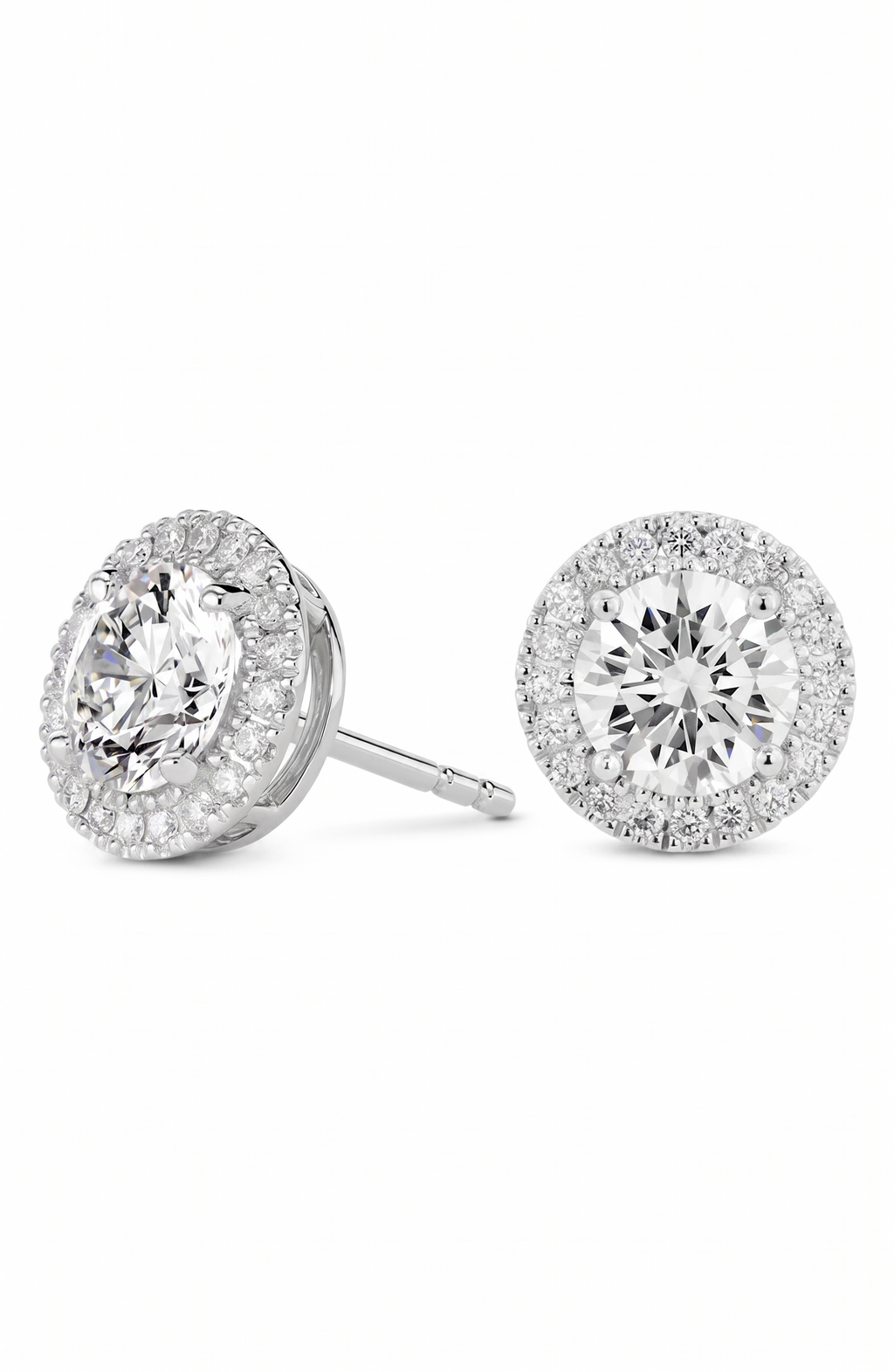 2-carat lab grown diamond stud earrings - white