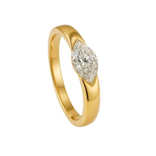 0.30 Carat Marquise-Cut Diamond Ring in 18K Gold