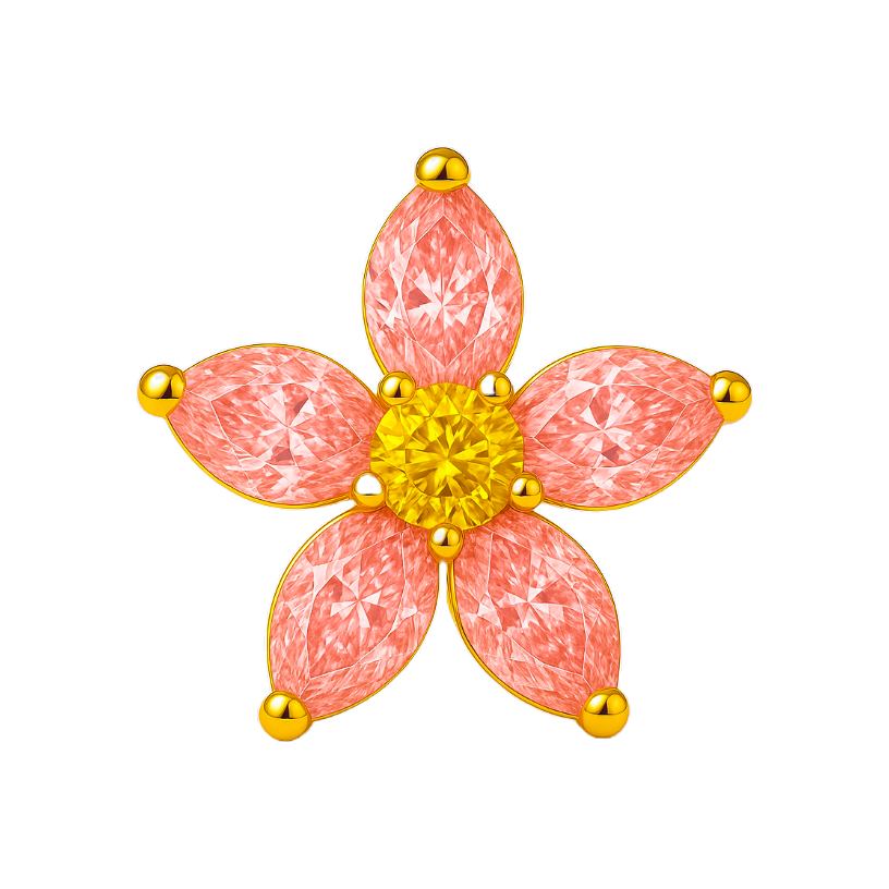 Lab-Grown Pink Petal Flower Stud Earrings