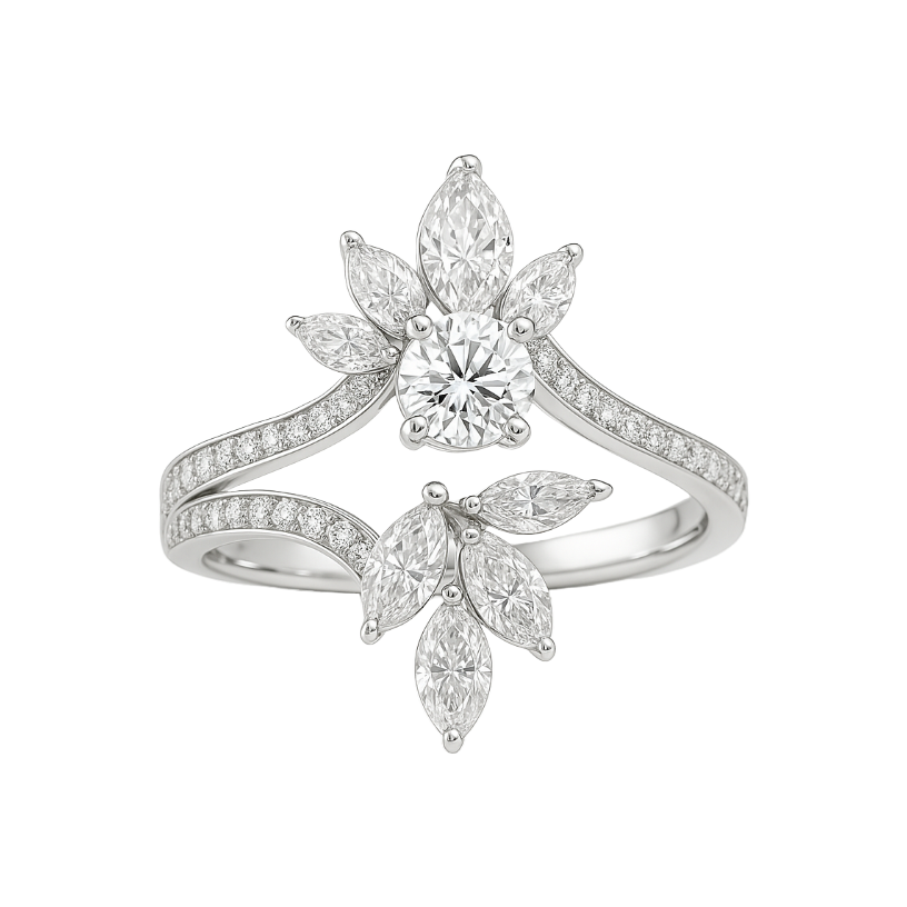 Lab-Grown Diamond Blossom Bypass Ring