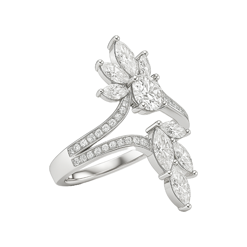 Lab-Grown Diamond Blossom Bypass Ring