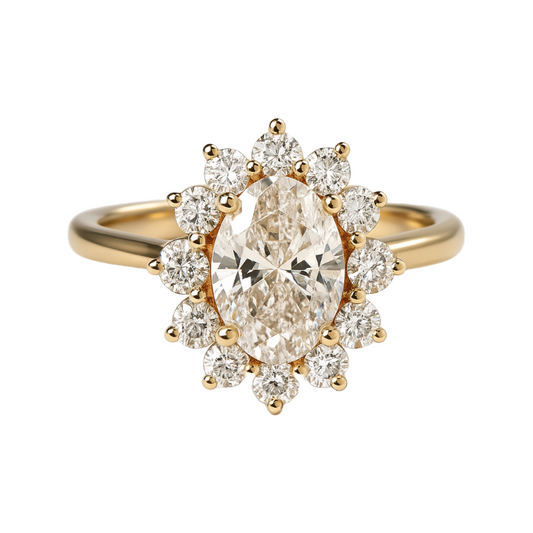 Oval-Cut Lab-Grown Diamond Cluster Halo Ring