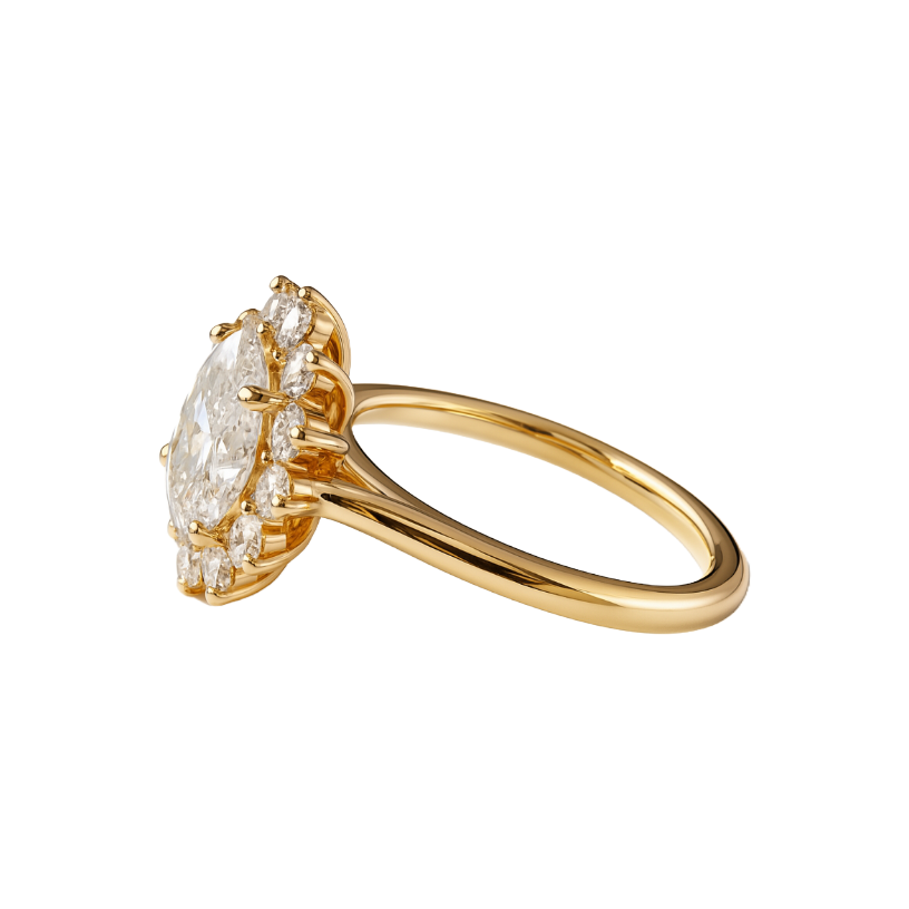 Oval-Cut Lab-Grown Diamond Cluster Halo Ring