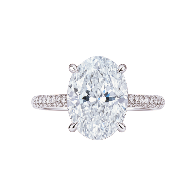 Oval-Cut Lab-Grown Diamond Pavé Engagement Ring