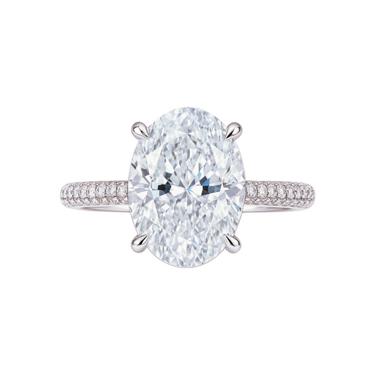 Oval-Cut Lab-Grown Diamond Pavé Engagement Ring